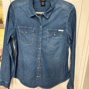 Calvin Klein Jeans Women's Blue Button-Down Shirt